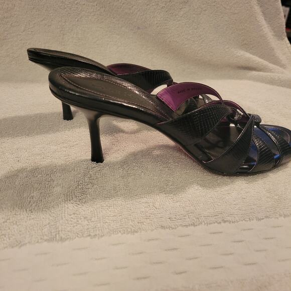 Cole Haan Black Leather Strappy Heeled Open-Toe & Back Shoes Size 7 B - Picture 9 of 9